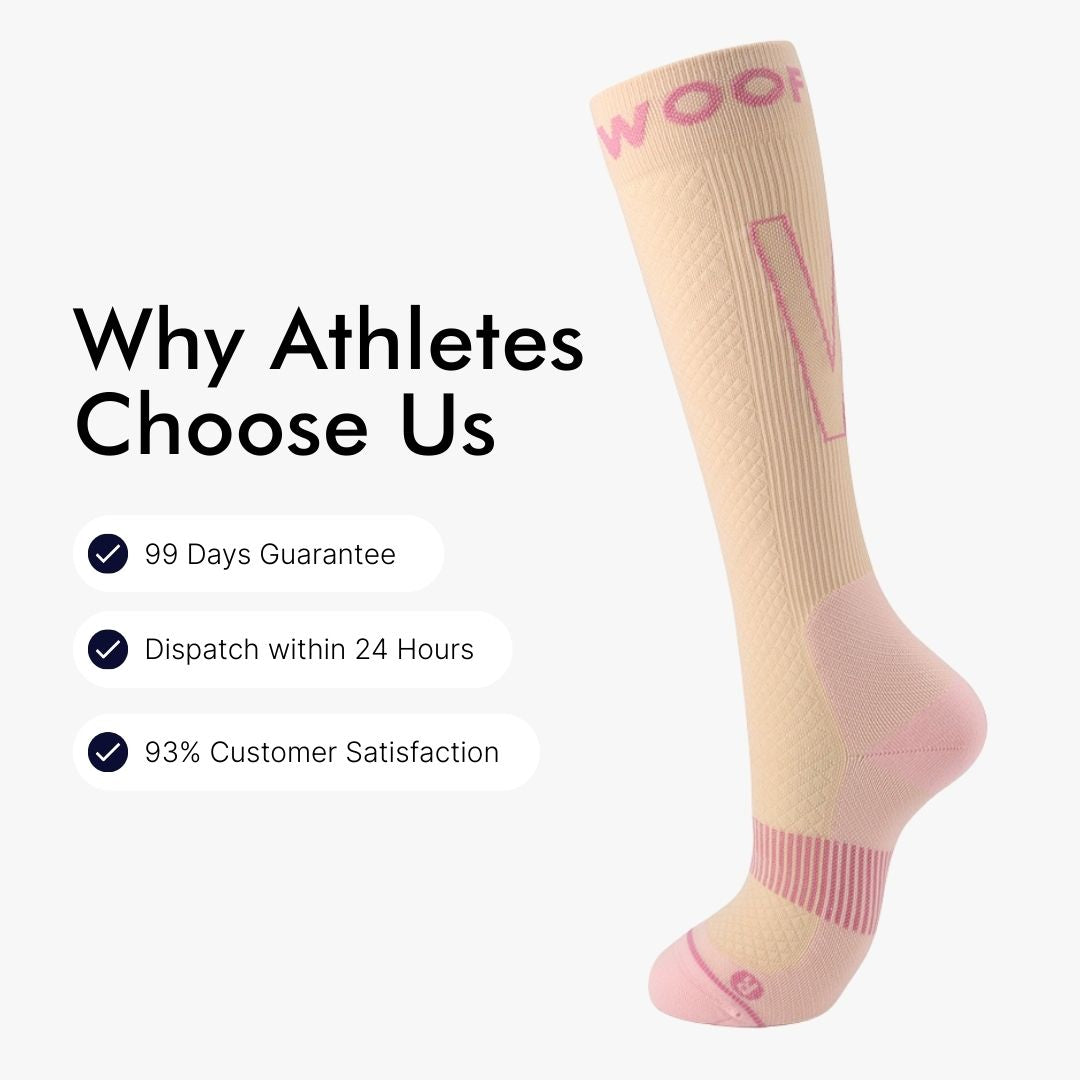Performance Compression Socks, Beige and Pink