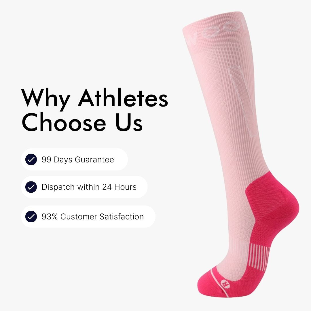 Performance Compression Socks, Pink and Fluro Pink