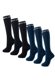 Black & Caribbean Blue Bamboo Compression Socks 6 Pack