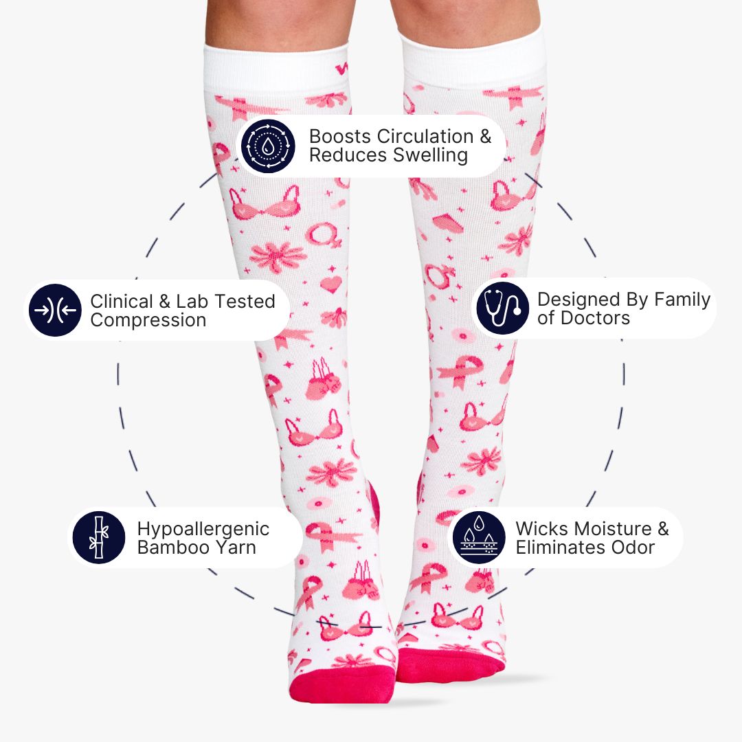Breast Cancer Awareness Bamboo Compression Socks